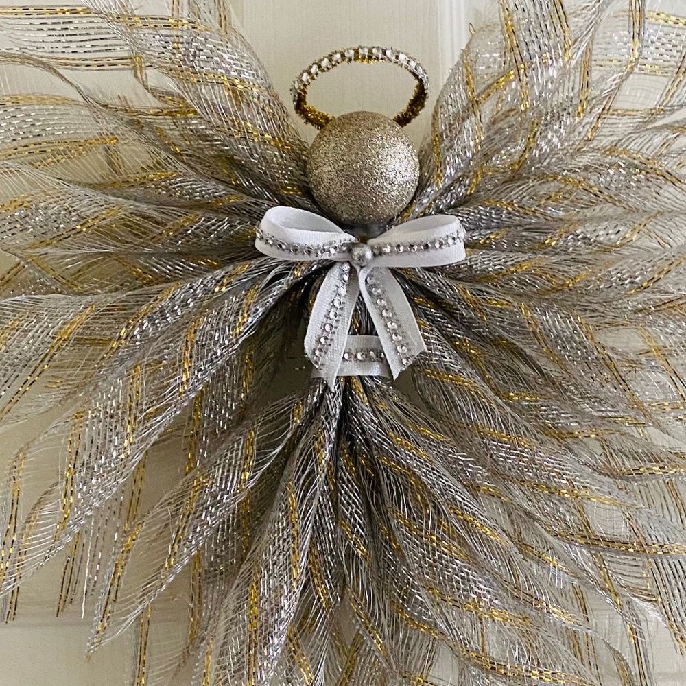Handmade Deco Mesh Angel, Angel Tree Topper